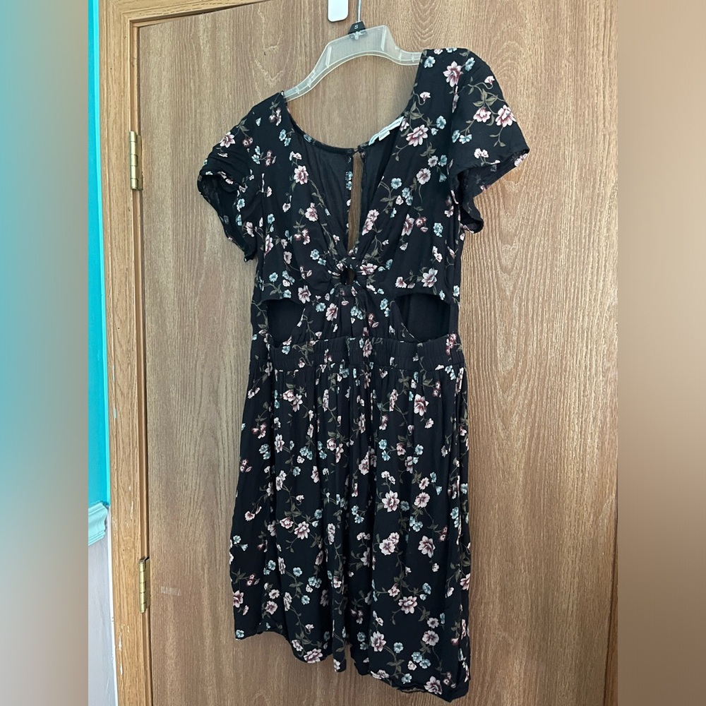 American Eagle Outfitters navy floral skater dress with front cut outs
